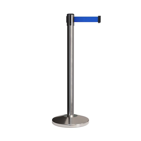 Montour Line Stanchion Belt Barrier Pol.Steel Post 13ft. Blue Belt ES400-PS-BL-130